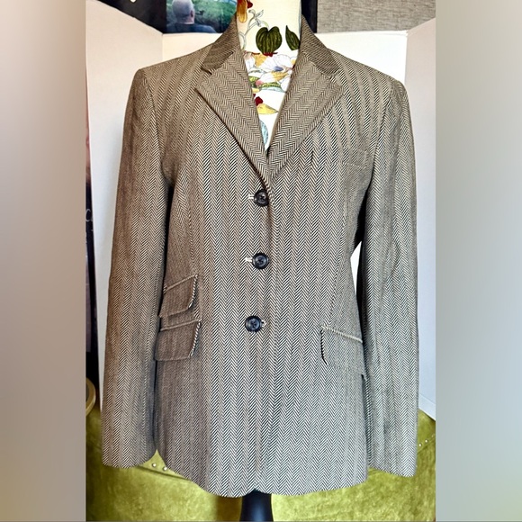 Chaps by Ralph Lauren Jackets & Blazers - Chaps by Ralph Lauren Tan Herringbone Tailored Blazer